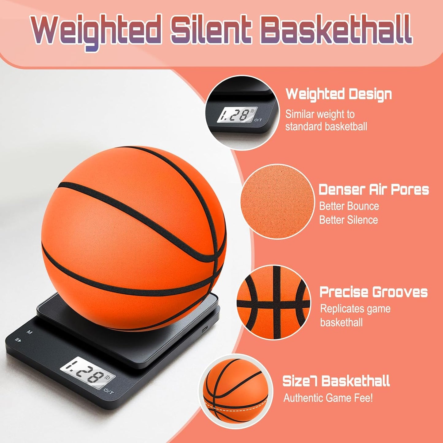 Experience the Ultimate Indoor Training with the Silent Basketball Size 7/29.5” - Quiet Dribbling and Realistic Bounce for Serious Players