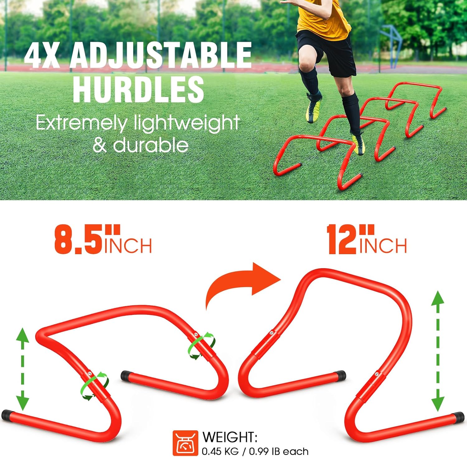 Ultimate Agility Ladder Training Set - 20ft Speed Ladder, 12 Soccer Cones, 4 Hurdles, Jump Rope & Running Parachute for Enhanced Performance in Football, Basketball, Soccer & More!