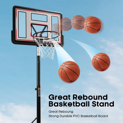 44In Portable Basketball Hoop with Height Adjustable 6.56Ft to 10Ft Basketball Goals for Younger People Indoor Outdoor with Free Basketabll